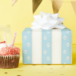 Dog schildert Bleek blauw en Antiek wit Cadeaupapier