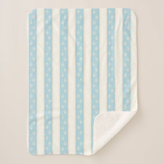 Dog schildert Bleke blauwe en Antiek witte strepen Sherpa Deken (Voorkant)