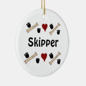 Dog schildert Drukken en Botten met Naam Keramisch Ornament (Rechts)