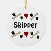 Dog schildert Drukken en Botten met Naam Keramisch Ornament (Voorkant)