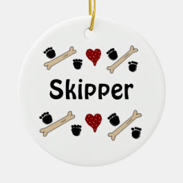 Dog schildert Drukken en Botten met Naam Keramisch Ornament