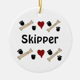 Dog schildert Drukken en Botten met Naam Keramisch Ornament