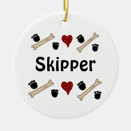 Dog schildert Drukken en Botten met Naam Keramisch Ornament (Voorkant)