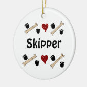 Dog schildert Drukken en Botten met Naam Keramisch Ornament (Links)