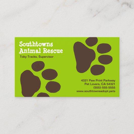 Dog schildert groene en bruine huisdieren af visitekaartje (Voorkant)