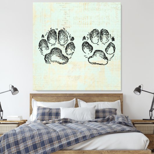 Dog schildert  kunstmint groene kleur af canvas afdruk (Insitu (Slaapkamer))