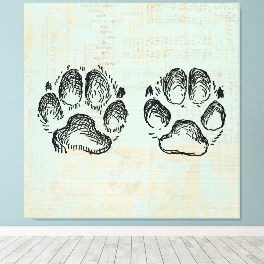 Dog schildert  kunstmint groene kleur af canvas afdruk (Insitu (Houten vloer))