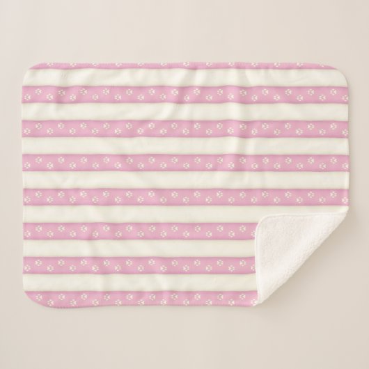 Dog schildert roze en Antiek witte strepen af Sherpa Deken (Voorkant (horizontaal))