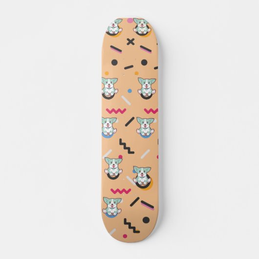 Dog Seamless Pattern Vector Persoonlijk Skateboard (Voorkant)