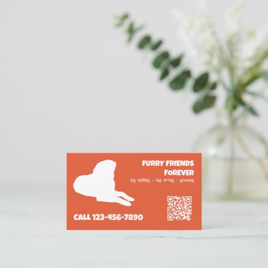 Dog Services Aangepaste QR Visitekaartje (Staand voorkant)