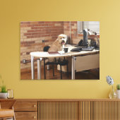 Dog-sessie op bureau canvas afdruk (Insitu (Woonkamer))