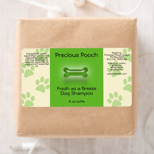 Dog Shampoo Zeep Label (groen) (Insitu)