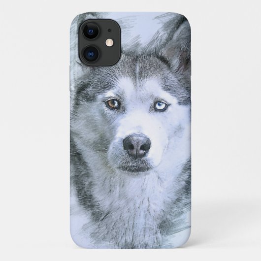 Dog Siberian Husky Drawing Sled Dog Case-Mate iPhone Case (Achterkant)