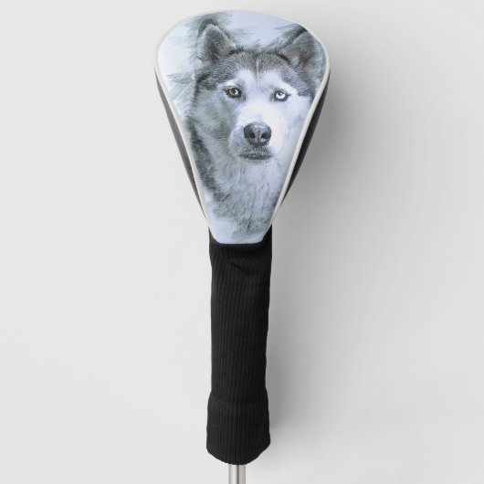 Dog Siberian Husky Drawing Sled Dog OtterBox Golfheadcover (Voorkant)