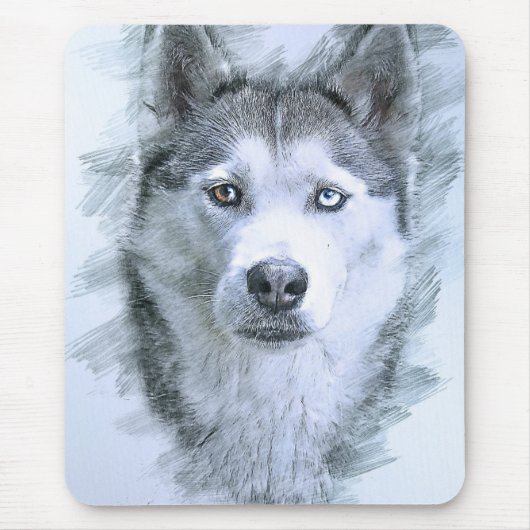 Dog Siberian Husky Drawing Sled Dog OtterBox Muismat (Voorkant)