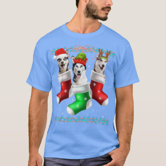 Dog Siberian Husky met Kerstmis Funny Xmas Paja T-shirt