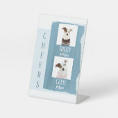 Dog Signature Cocktail Drink Dusty Blue Wedding Reclamebord Met Voetstuk (Voorkant)