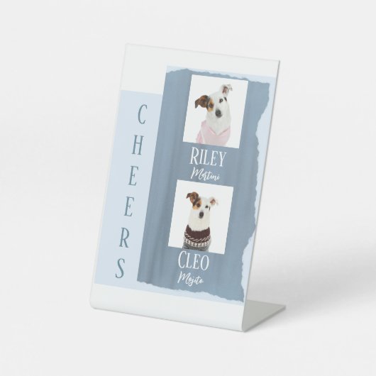 Dog Signature Cocktail Drink Wedding Reclamebord Met Voetstuk (Voorkant)