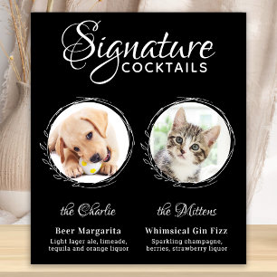 Dog Signature Drink Black 2 Photo Pet Wedding Bar Poster