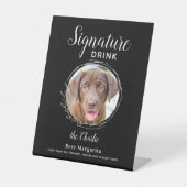 Dog Signature Drink Modern Black Pet Wedding Bar Reclamebord Met Voetstuk (Voorkant)