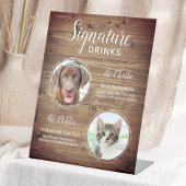 Dog Signature Drink Pet Photo Rustic Wedding Reclamebord Met Voetstuk