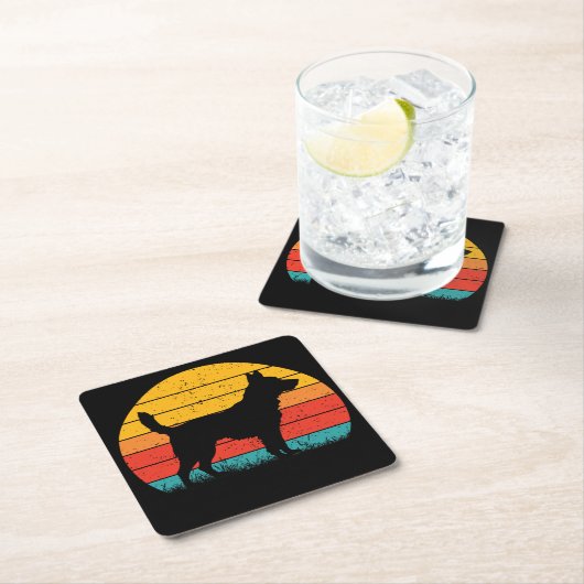 Dog Silhouette at Sunset Kartonnen Onderzetters (Insitu)