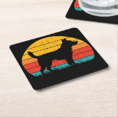 Dog Silhouette at Sunset Kartonnen Onderzetters (Schuin)