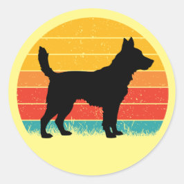 Dog Silhouette at Sunset Ronde Sticker
