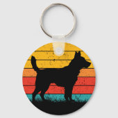 Dog Silhouette at Sunset Sleutelhanger (Voorkant)