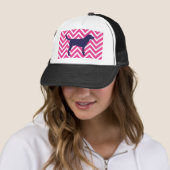 Dog Silhouette in Blue op roze Chevron Pattern Trucker Pet (In situ)