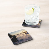 Dog Silhouette in Snowy Landscape Bier Onderzetter (Rechterzijde)