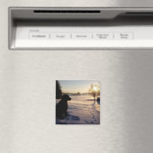 Dog Silhouette in Snowy Landscape Magneet (Insitu (Vaatwasser))