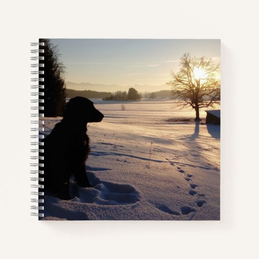 Dog Silhouette in Snowy Landscape Notitieboek (Voorkant)