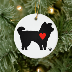Dog Silhouette met hart Keramisch Ornament