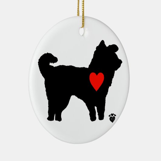 Dog Silhouette met hart Keramisch Ornament (Rechts)