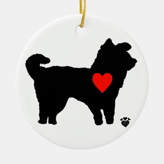 Dog Silhouette met hart Keramisch Ornament (Voorkant)