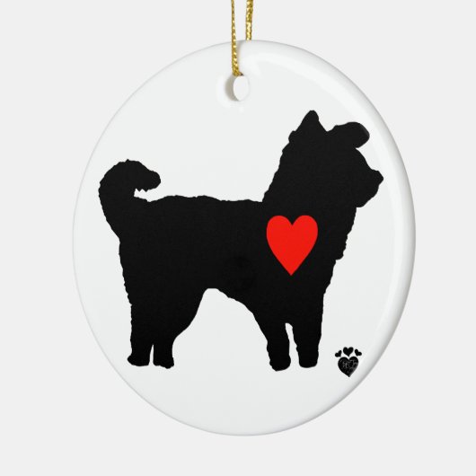 Dog Silhouette met hart Keramisch Ornament (Links)