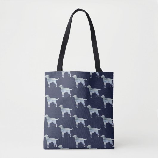 Dog Silhouette Painting Labrador Blue Pattern Tote Bag (Voorkant)