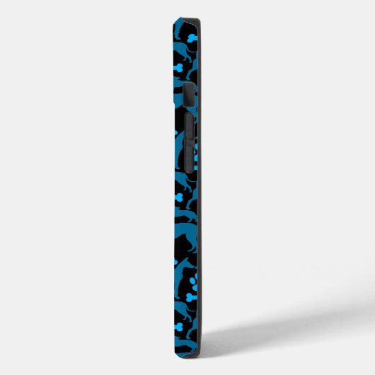 Dog silhouette Pattern.Blue.04 Black BG Case-Mate iPhone Case (Achterkant / Links)