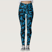 Dog silhouette Pattern.Blue.04 Black BG Leggings (Voorkant)
