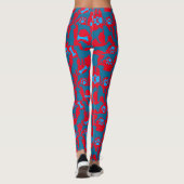 Dog silhouette Pattern.Blue.04 Red BG Leggings (Achterkant)
