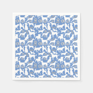 Dog silhouette Pattern.White.03 Lblue BG Servet