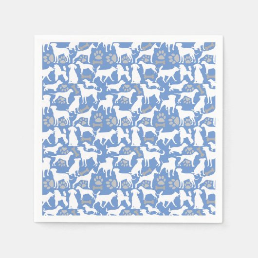 Dog silhouette Pattern.White.03 Lblue BG Servet (Voorkant)