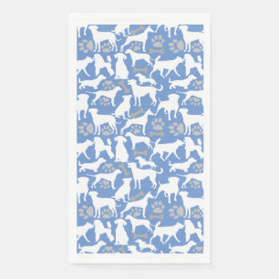 Dog silhouette Pattern.White.03 Lblue BG Servet
