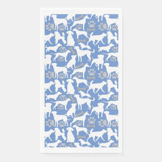 Dog silhouette Pattern.White.03 Lblue BG Servet (Voorkant)