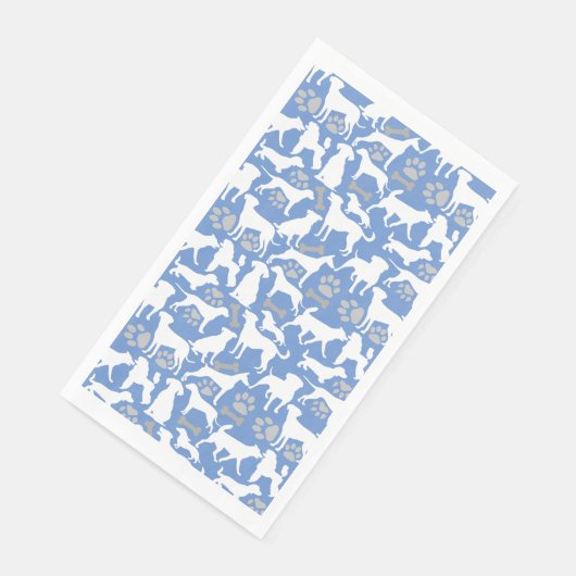 Dog silhouette Pattern.White.03 Lblue BG Servet (Hoek)