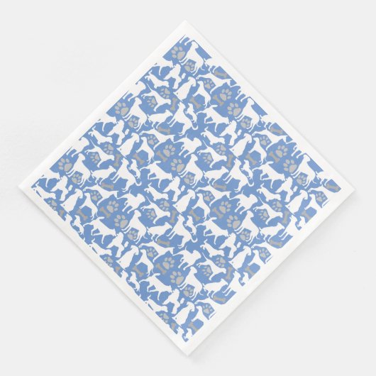 Dog silhouette Pattern.White.03 Lblue BG Servet (Hoek)