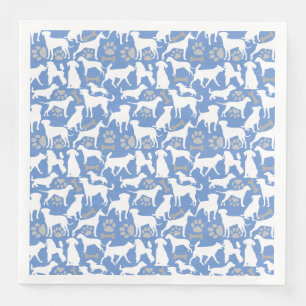 Dog silhouette Pattern.White.03 Lblue BG Servet