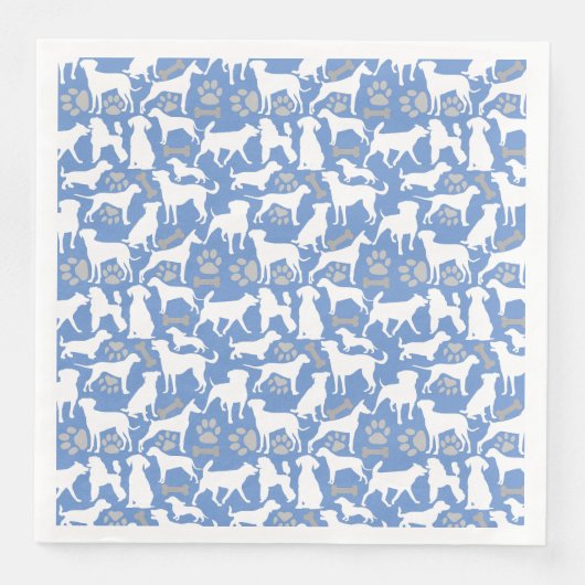 Dog silhouette Pattern.White.03 Lblue BG Servet (Voorkant)