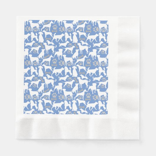 Dog silhouette Pattern.White.03 Lblue BG Servet (Voorkant)